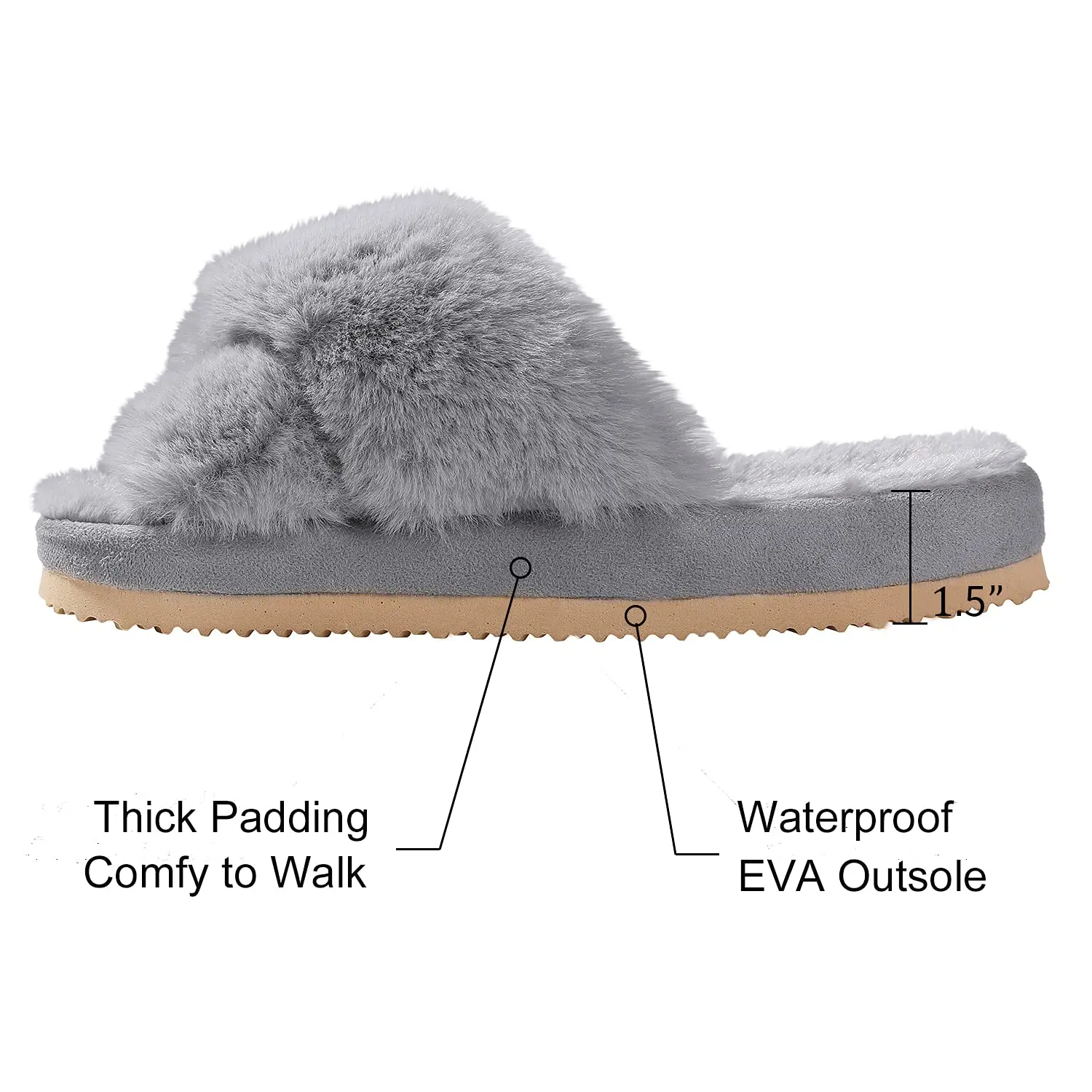 Top Trends: Crestar New Women's Cross Band Fuzzy Slippers Fluffy Open Toe House Slippers Cozy Plush Bedroom Shoes Indoor Outdoor Furry Shoes Shoppable Styles - Image 4