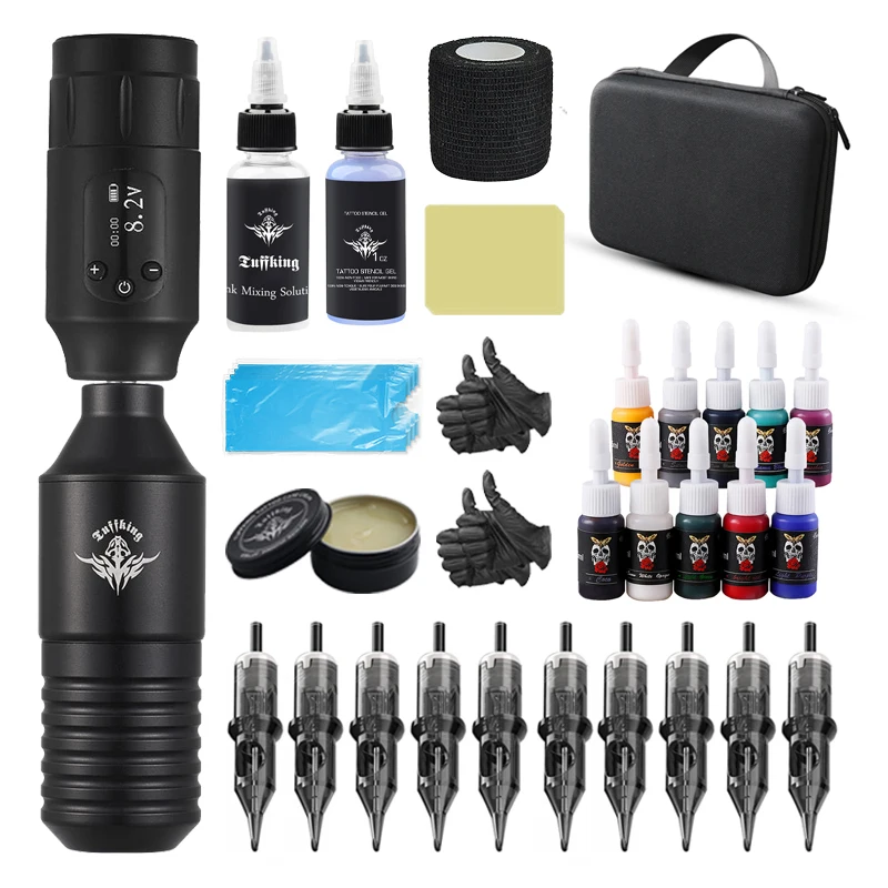 Top Trends: Wireless Tattoo Machine Complete Kit Rotaty Adjustable Speed Waterproof Tattoo Battery Pen Set Cartridges Needle For Body Art Shoppable Styles