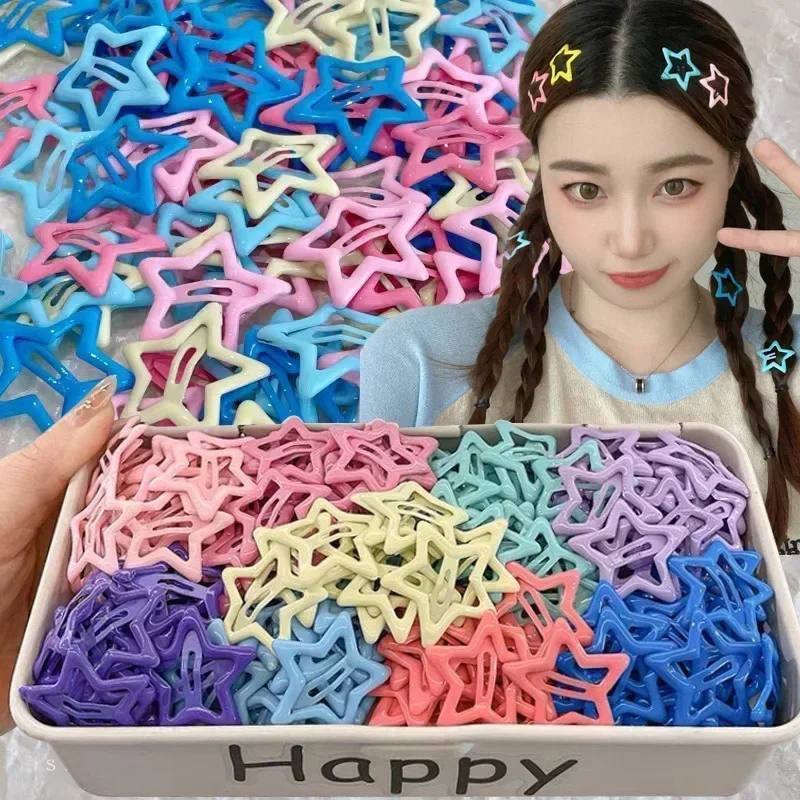 Top Trends: 3 / 30Pcs Y2K Bobby Pin Girl Colorful Stars Barrettes Metal Snap Clips Kid Korean BB Hairpins Crab Stick Headwear Hair Accessories Shoppable Styles - Image 2