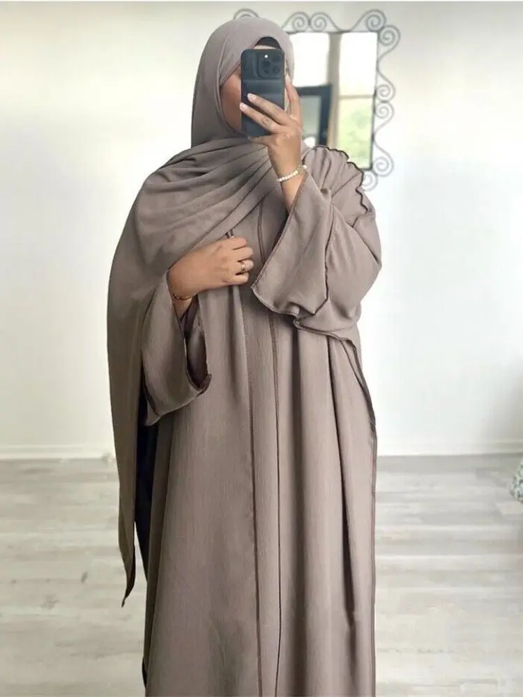 Top Trends: Ramadan Kimono 3 Piece Abaya Set Turkey Islam Arab Muslim Sets Hijab Dress Khimar Jalabiya For Women Robe Femme Musulmane Kaftan Shoppable Styles - Image 6