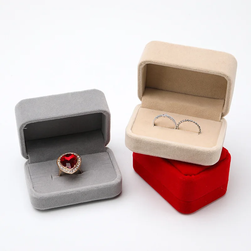 Top Trends: 5x7.5x4cm Velvet Couple Double Ring Box Earrings Box Jewelry Case Storage Gift Square Box Jewelry Counter Display Shoppable Styles