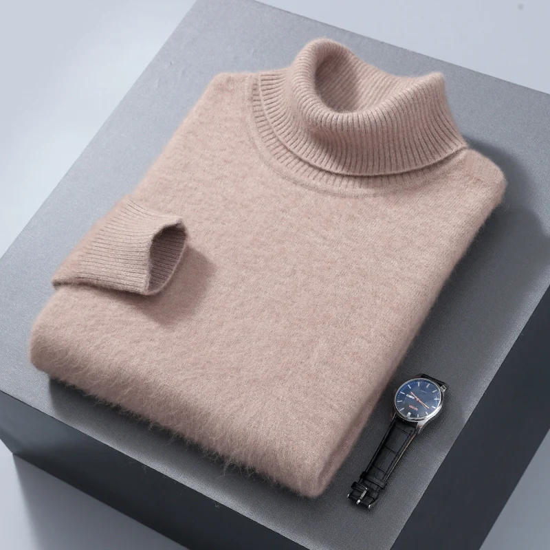 Top Trends: 2024 Autumn / Winter Cashmere Sweater Men's Solid Color Thickened Casual Long Sleeved Pullover Head High Polo Neck Fashion Knitwea Shoppable Styles