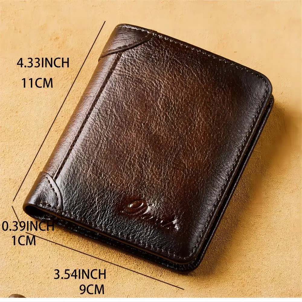 Top Trends: Men's Wallet, Top Grade Leather Retro Casual, Mini Coin Wallet, Anti-theft And Anti Brush, Small Passport Bag, Made Of Cowhide Shoppable Styles - Image 3