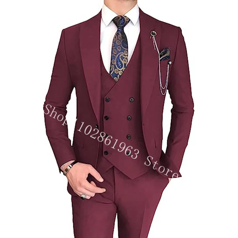 Top Trends: 2023 Tailor Made Men Suits Slim Fit Peak Lapel 3 Pieces Best Men Groom Tuexdos For Wedding Blazer+ Vest+ Pants Costume Homme Shoppable Styles - Image 2