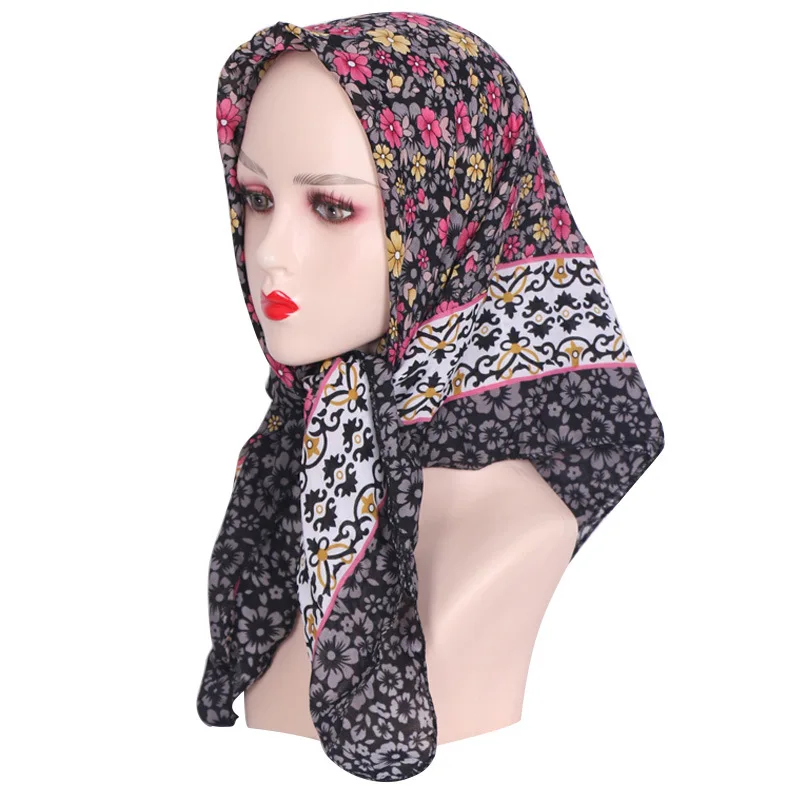 Top Trends: 85*85cm Women Pastoral Style Floral Print Bandana Russian Square Scarf Ethnic Shawl Female Head Wraps Headband Scarves Shoppable Styles