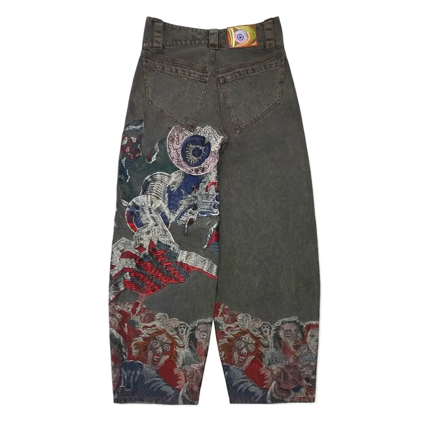 Top Trends: Hip Hop Punk Embroidery Printed Baggy Jeans Y2k Jeans Men Heavy Craftsmanship Retro Style Wide Leg Pants Goth Ripped Jeans Hot Shoppable Styles