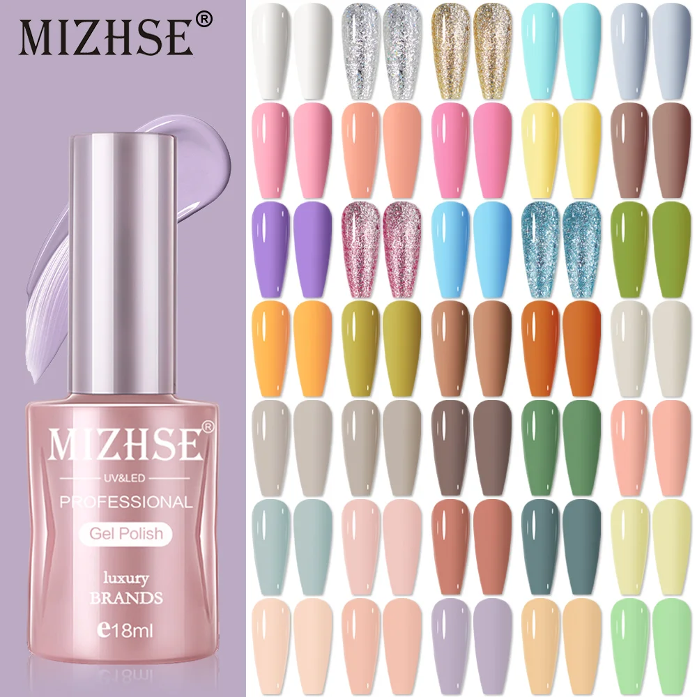 Top Trends: MIZHSE 18ml Gel Nail Polish Solid Color Varnish Gel Top Base Coat Set Soak-Off UV / LED Gel Lacquer Rubber Base Gel Lak Nails Art Shoppable Styles