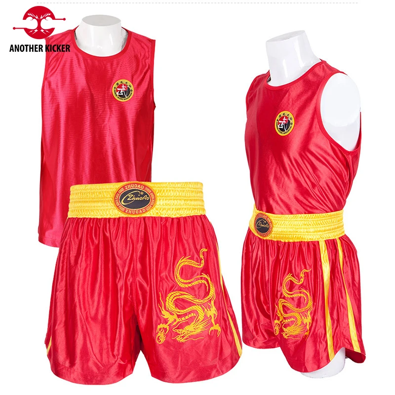 Top Trends: Boxing Shorts Dragon Embroidery Muay Thai Shorts Sleeveless Tank Top Vest Quick Dry Sanda Training Suit MMA T Shirt Figh Wear Shoppable Styles