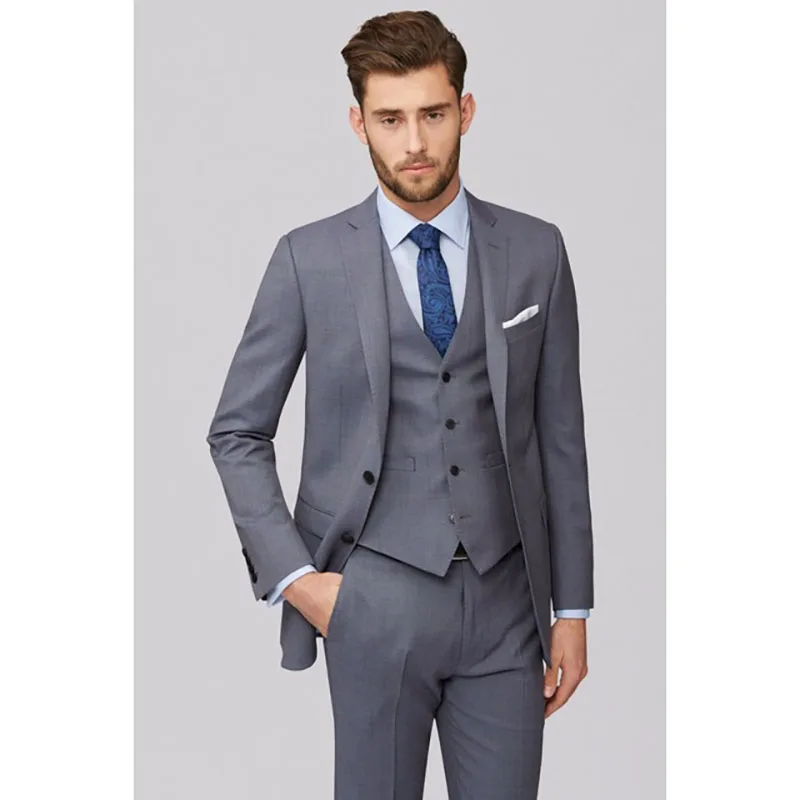 Top Trends: Custom Made Men Suits Grey Blazer Single Breasted Notched Lapel Regular Formal Elegant Wedding Clothing Business Hombres Costume Shoppable Styles