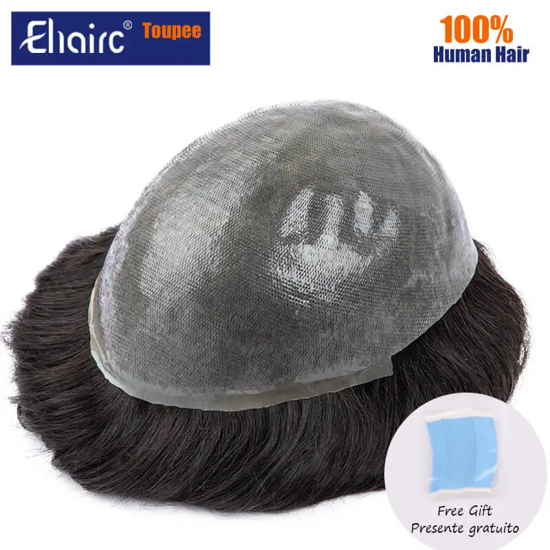 Top Trends: Male Hair Prosthesis 0.04mm-0.06mm V-loop Knotless Pu Toupee Men Durable Wigs 100% Human Hair System Unit Capillary Prosthesis Shoppable Styles