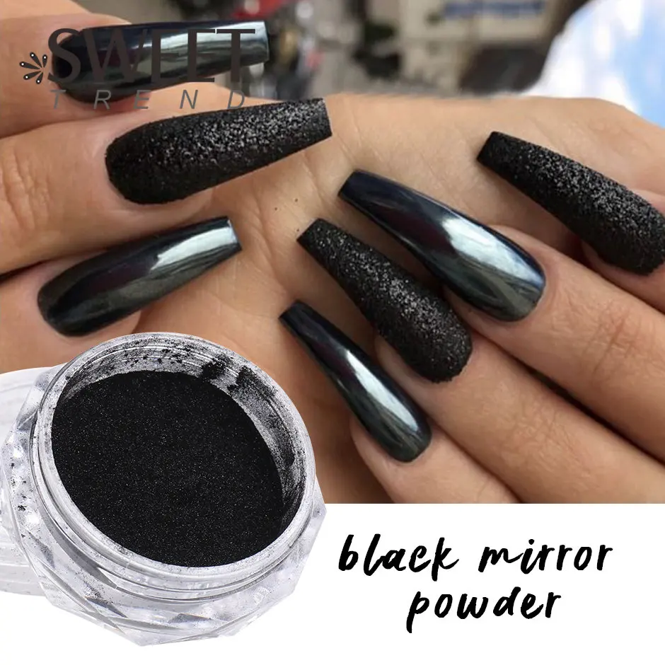 Top Trends: 1 Box Black Mirror Effect Nail Powder Metallic Chrome Nails Design Magic Metal Nail Art Pigment Dust UV Gel Polish Decorations Shoppable Styles