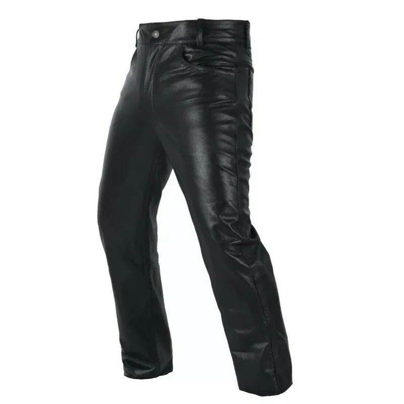 Top Trends: Punk Retro Goth Slim Men Leather Pants Brand Spring Autumn Men Pants Slim Fit Elastic Male Fashion Pu Motor Pants Plus Shoppable Styles