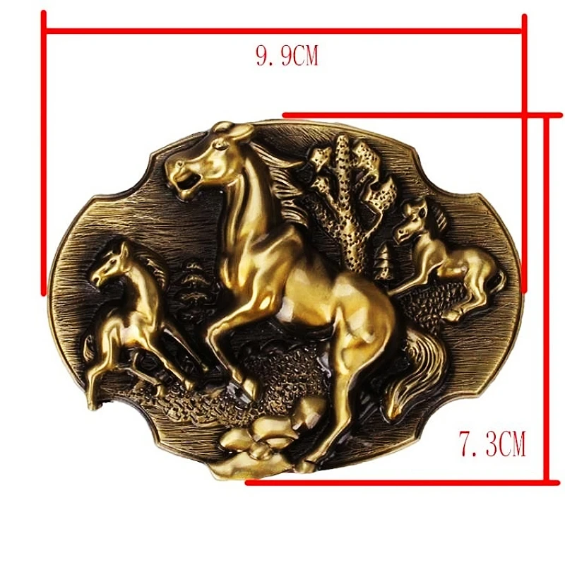 Top Trends: Golden Galloping Horse Leather Belt Wild Horse Run Mustangs Americans West Cowboy Style Waistband Shoppable Styles - Image 4