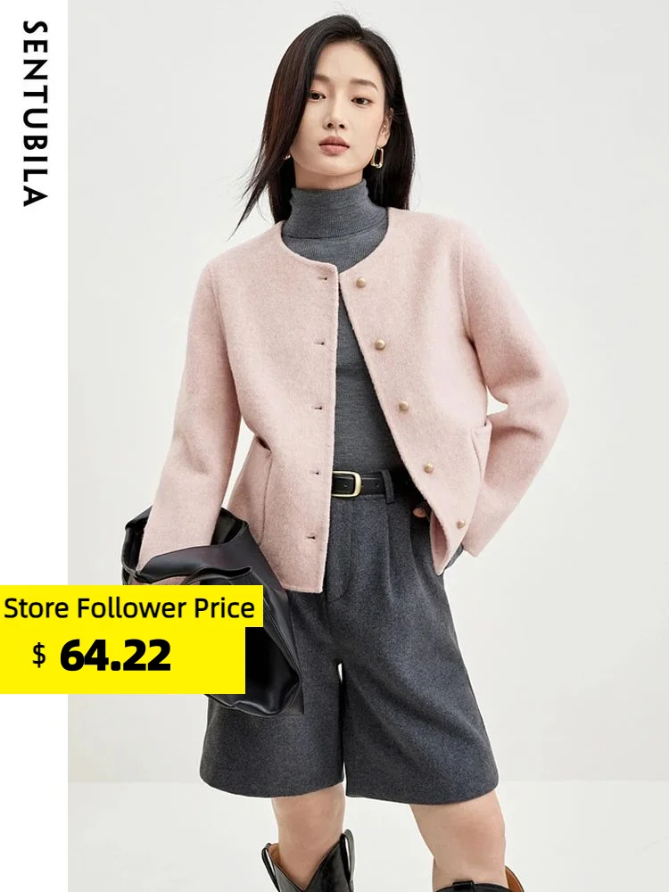 Top Trends: Sentubila Autumn Winter Warm Wool Blend Crop Coat For Women 2023 New Fashion Loose Double-Sided Short Woolen Coats Top W34O49412 Shoppable Styles