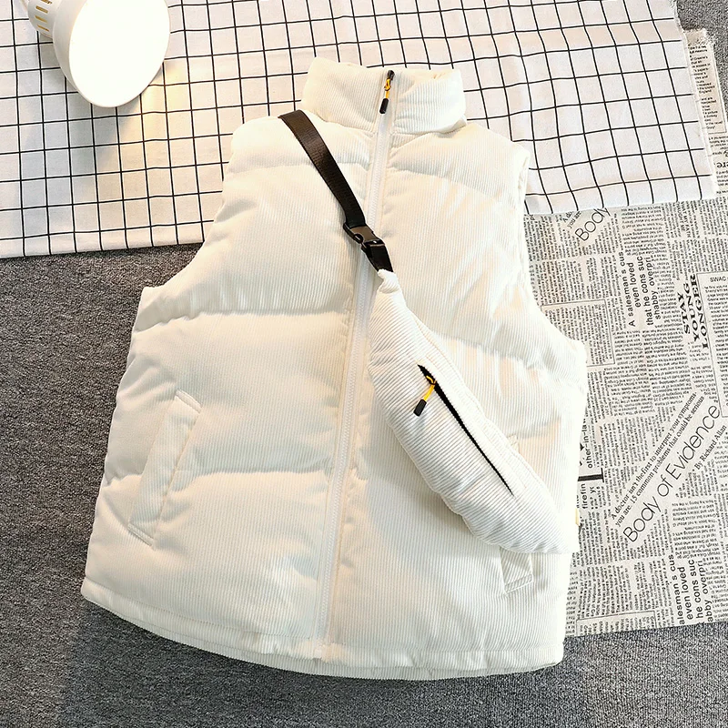 Top Trends: M-4XL Plus Size Men Winter White Big Size Vests Solid Padded Cotton Sleeveless Jacket Male Waistcoat Puffer Vest Homme With Bag Shoppable Styles