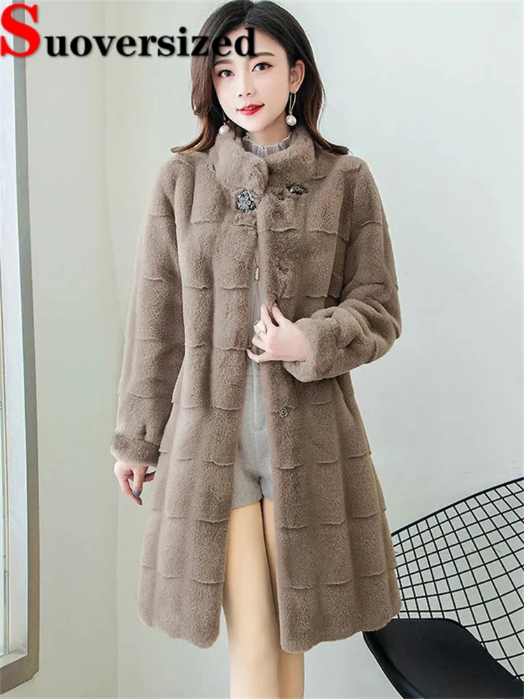 Top Trends: Winter Thicken Faux Fur Overcoats Warm Plush Imitate Mink Chaquetas Loose Plus Size 5xl Casaco High Quality Mid-lenght Jackets Shoppable Styles