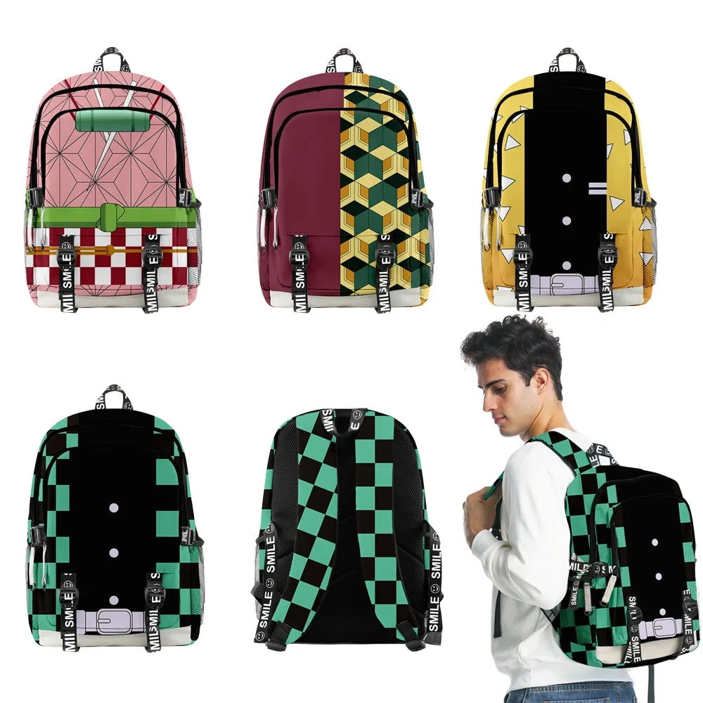 Top Trends: Kimetsu No Yaiba Backpack Kamado Tanjirou Neuzko School Bags Canvas Bag Girl Boy Students Anime Backpack Bag Shoppable Styles