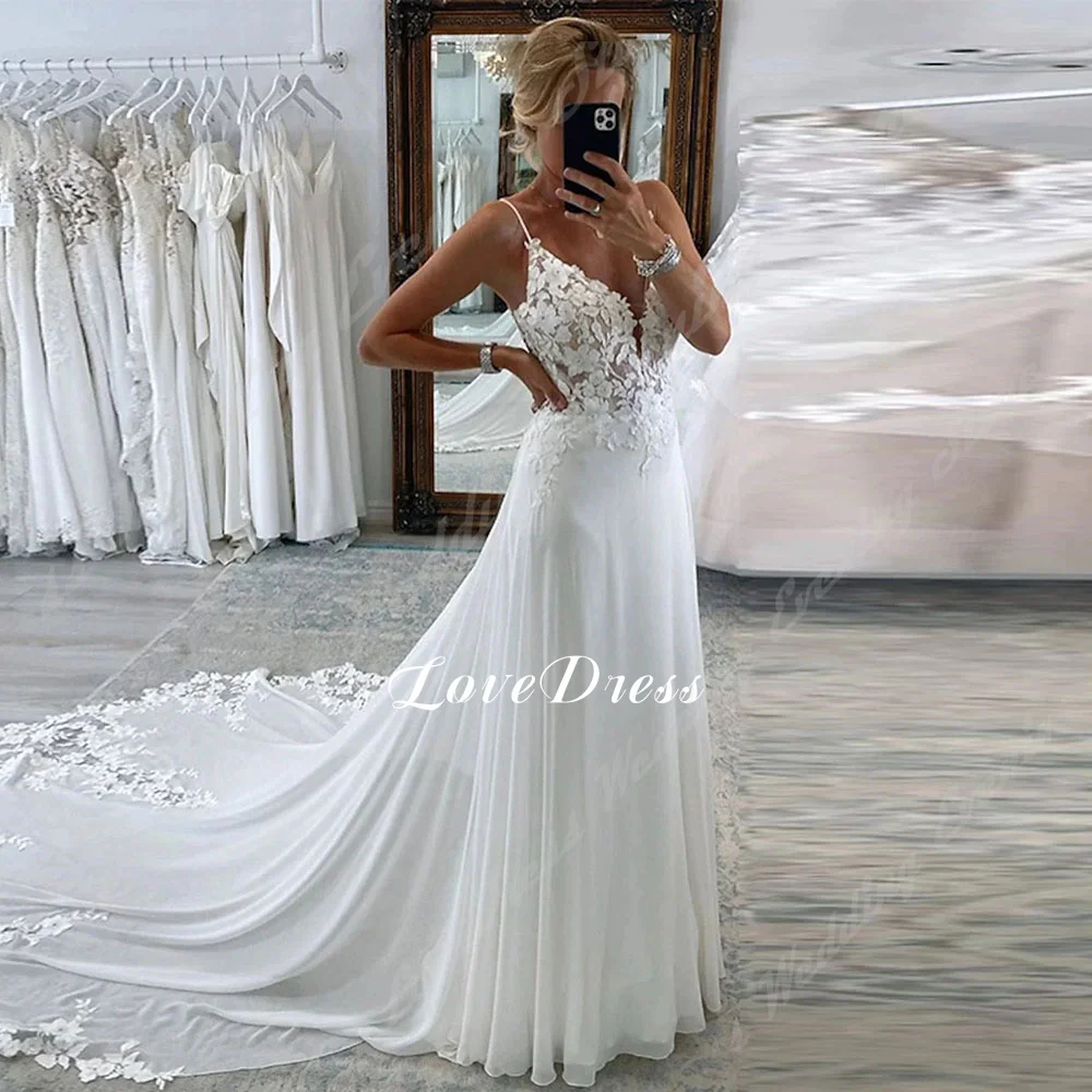 Top Trends: LoveDress Elegant Deep V Neck Wedding Dresses 2024 Lace Appliques Backless A-Line Wedding Gown Sleeveless Tulle Vestido De Noiva Shoppable Styles