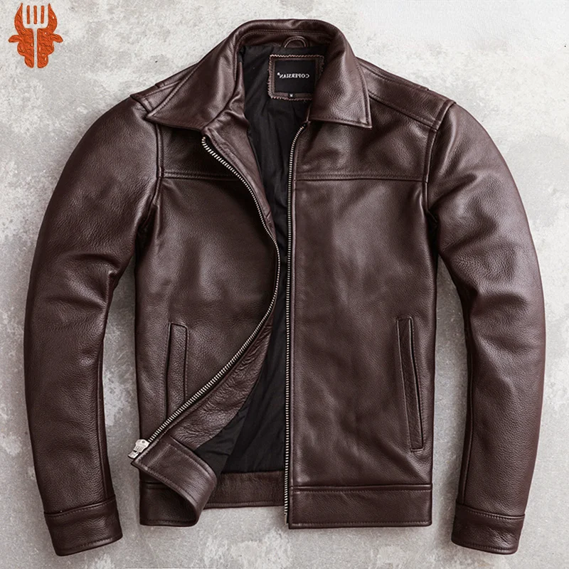 Top Trends: 2022 Men's Real Cowhide Jackets Genuine Leather Jacket Men Clothing Autumn Coat Mens Clothes Jaqueta Couro Legítimo Masculino Shoppable Styles