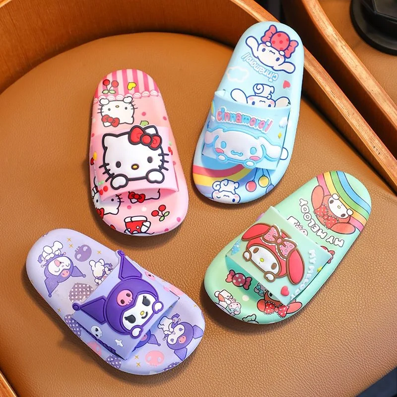 Top Trends: Kawaii Hellokitty Kuromi Slippers Sanrio My Melody Cinnamoroll Cartoon Cute Bath Sandals Summer Children Indoor Home Non Slip Shoppable Styles