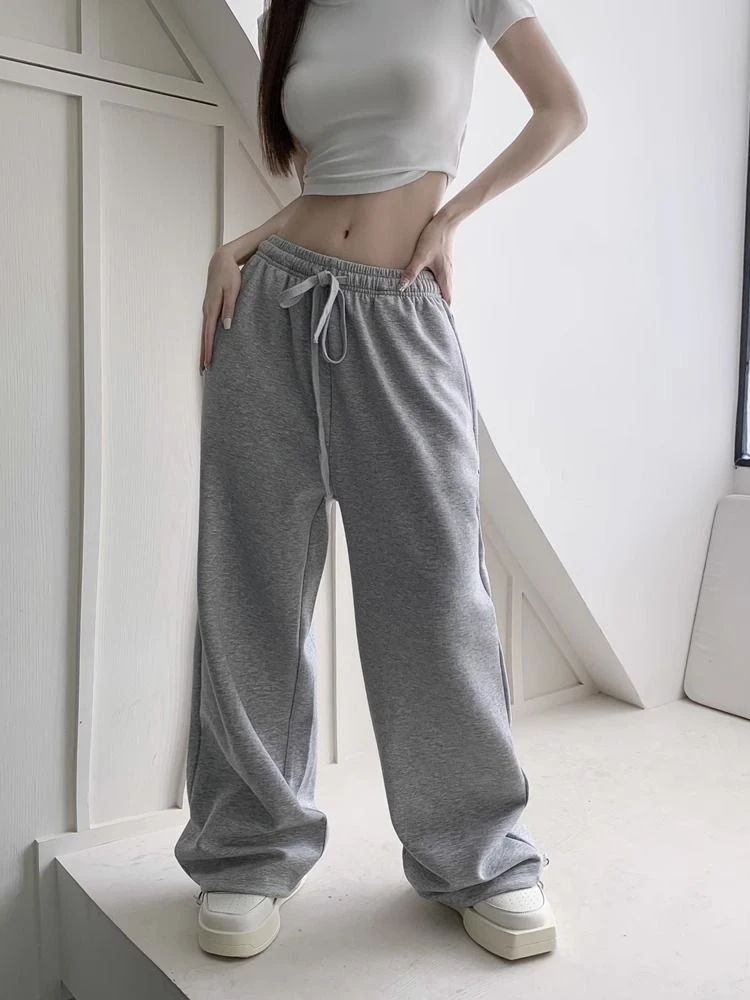 Top Trends: HOUZHOU Wide Leg Sweatpants Women Casual Classic Black Gray Joggers Oversized Sports Trousers Baggy Female Streetwear All-match Shoppable Styles