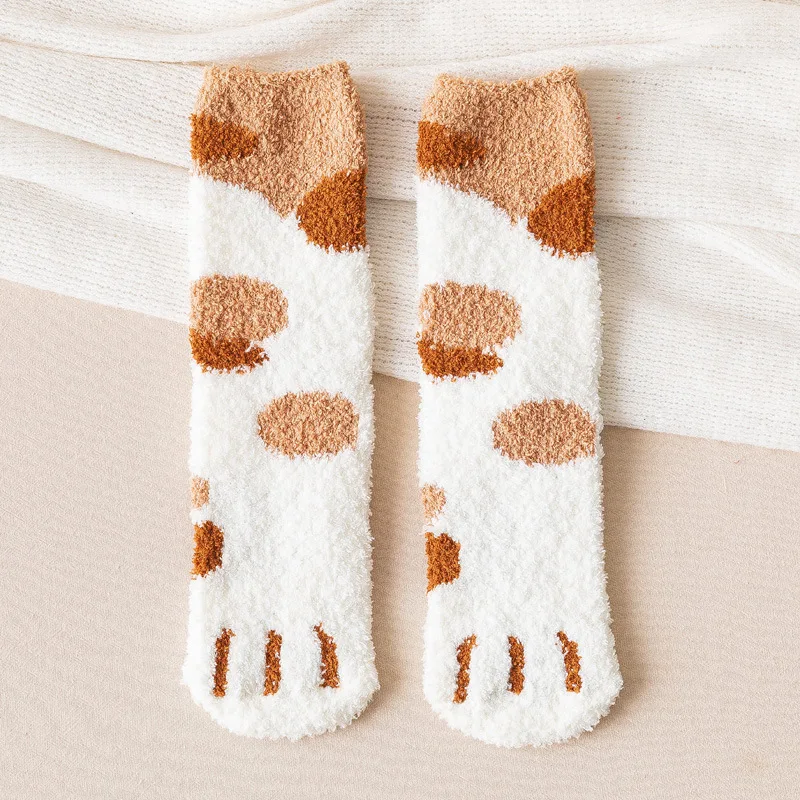 Top Trends: Cat Women Warm Paw Fuzzy Socks Fluffy Thermal Cat Paw Woman Embroidery Thicken Cotton Plush House Floor Socks Sleeping Cartoon Shoppable Styles - Image 6