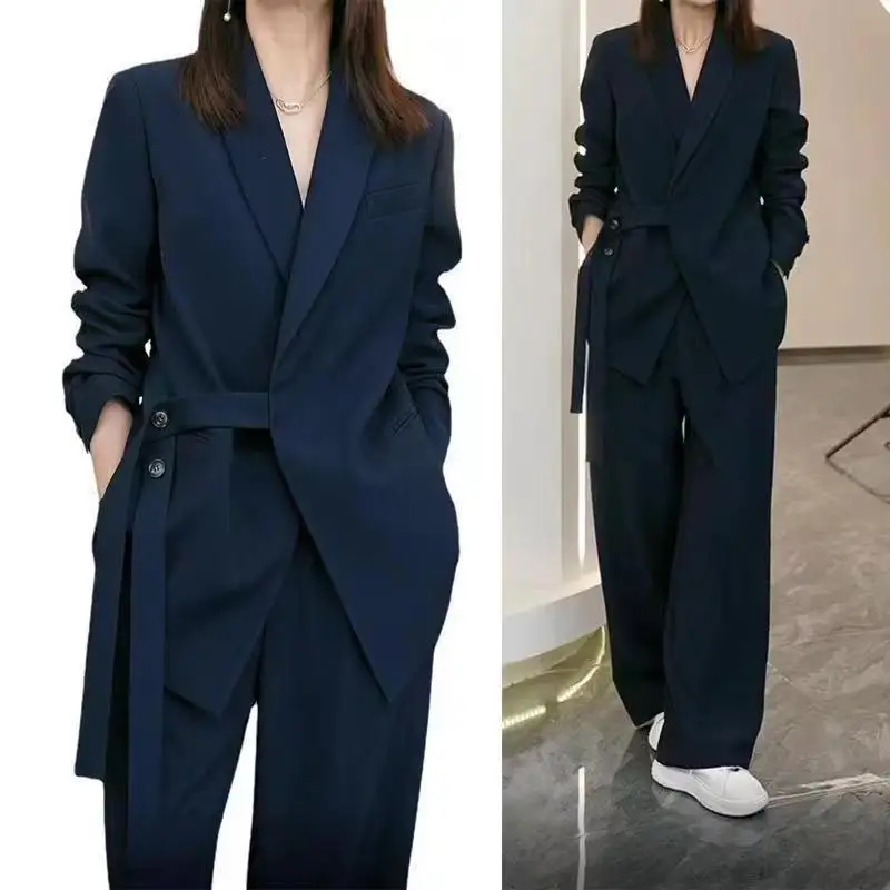 Top Trends: Suits For Women Jacket Blazer Casual Y2K Korean Style Clothes 2 Pieces Sets Loose Office Suit Woman Clothing Wide Leg Pants Shoppable Styles