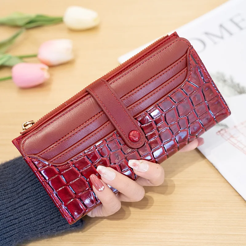 Top Trends: Fashion Women Wallet Soft PU Leather Long Money Bag Zipper Coin Purse Card Holder Brand Solid Color Alligator Thin Clutch Wallet Shoppable Styles