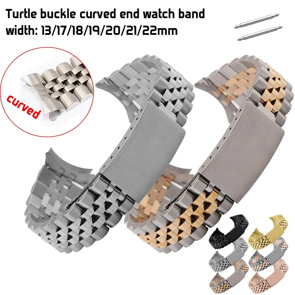 Top Trends: Watch Band Strap Stainless Steel Tone 13mm 17mm 18mm 19mm 20mm 21mm 22mm Rose Gold Silver Watchband Oyster Bracelet Shoppable Styles