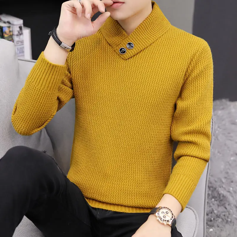 Top Trends: Fashion Solid Color Knitted Button Spliced All-match Sweaters Men&#039;s Clothing 2022 Autumn New Casual Pullovers Loose Korean Tops Shoppable Styles