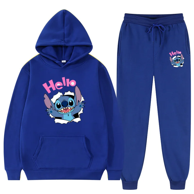 Top Trends: 2023 Hello Hip Hop Suit Fashion Sports Hoodie Disney Lilo & Stitch Film Leisure Sportswear Autumn / Winter Set For Men Women Shoppable Styles