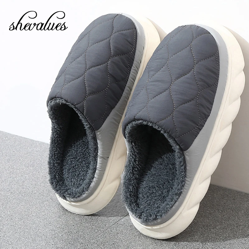 Top Trends: Shevalues Winter Men Slippers New Warm Home Fur Slippers Women Indoor Bedroom Plush Slippers Thick Soled Non-slip Cotton Shoes Shoppable Styles