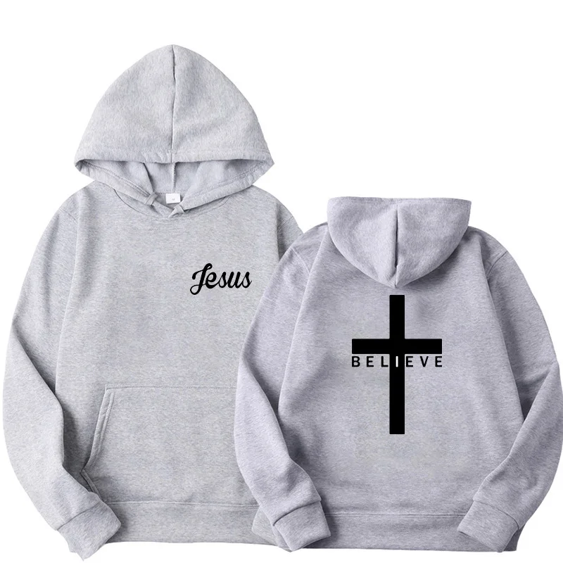 Top Trends: Men's Believe Cross Jesus Printed Hoodies Man Design Drawstring Hoodie Tops Harajuku Spring Autumn Hooded Streetwear Sportwear Shoppable Styles - Image 4