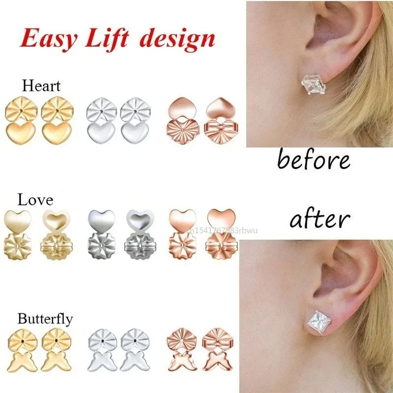 Top Trends: Ear Lifter Lift Hypoallergenic Fits Post Earring Earlobe Support Earrings Fashion Butterfly Stud Earrings Back Nut For Women Shoppable Styles