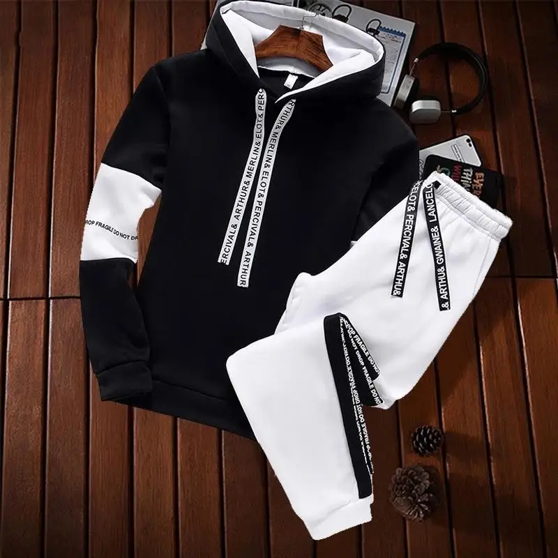 Top Trends: Winter Logo Customized Hoodie Sets Men Tracksuit Casual Hoodies Sweatshirt Piece Set Fashion Streetwear Clothes Shoppable Styles - Image 2