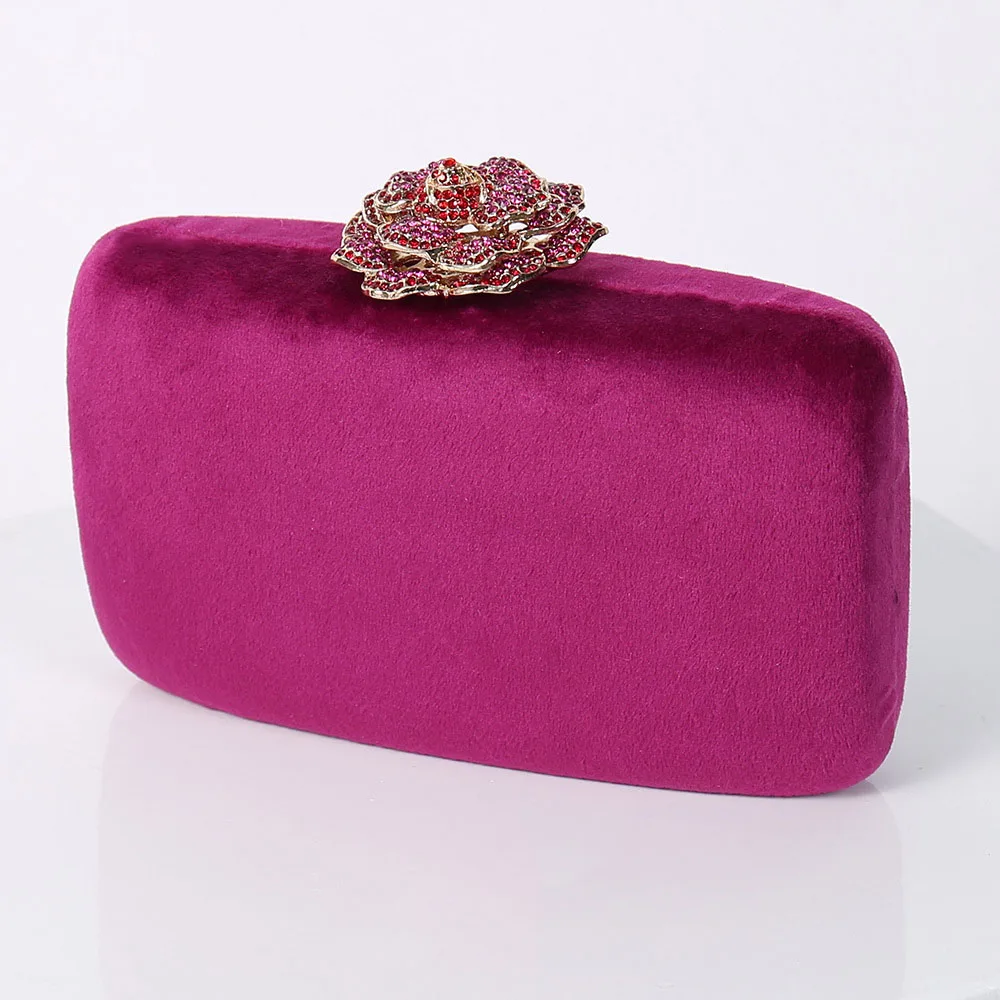 Top Trends: Diamonds Flower Velvet Evening Bag Women New Elegant Chain Banquet Dress Clutch Bag Ladies Wedding Dinner Party Box Small Purses Shoppable Styles