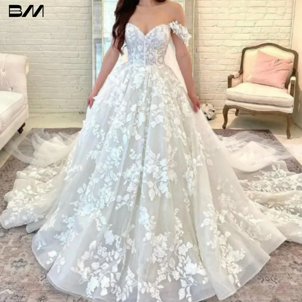 Top Trends: Romantic Off The Shoulder Wedding Dress Graceful Ball Gown Bridal Gown Modern Floor-length Bride Dresses Vestidos De Novia Shoppable Styles