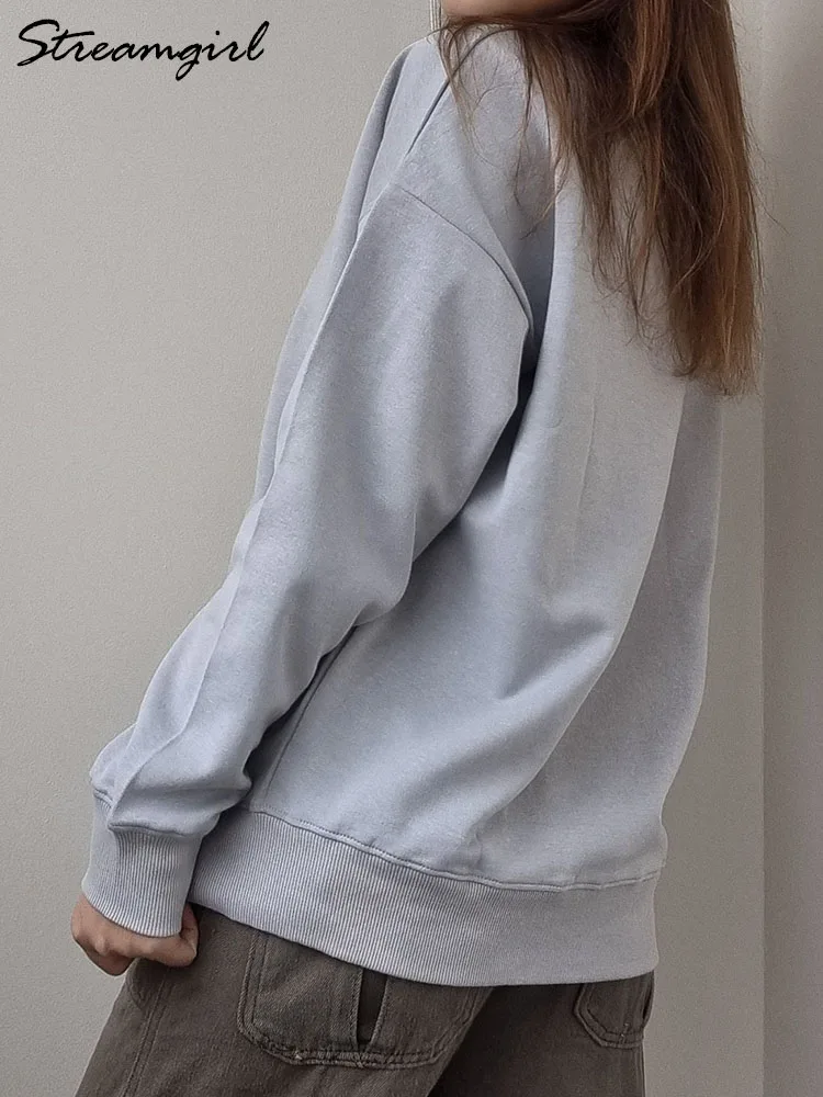 Top Trends: Streamgirl Gray Oversize Sweatshirt Women Winter Autumn Cotton Long Sleeve Tops Loose Pullover Sweatshirt For Women Oversize 3XL Shoppable Styles - Image 4