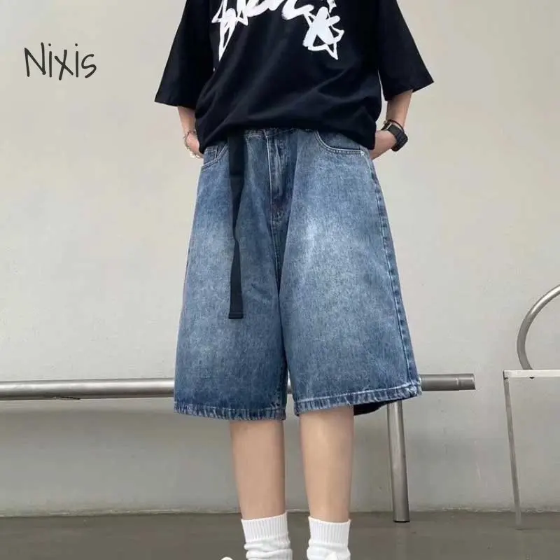 Top Trends: High Street Retro Blue Jeans Shorts Women Summer New Baggy Wide Leg Denim Half Pants Fashion Streetwear Y2k Clothing Oversize Shoppable Styles