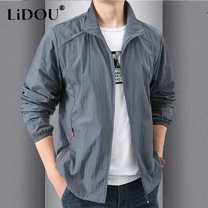 Top Trends: New Fashion Quick Drying Breathable Jacket For Man Loose Casual Stand Collar Coats Pocket Solid Outwears Sports Men's Clothing Shoppable Styles