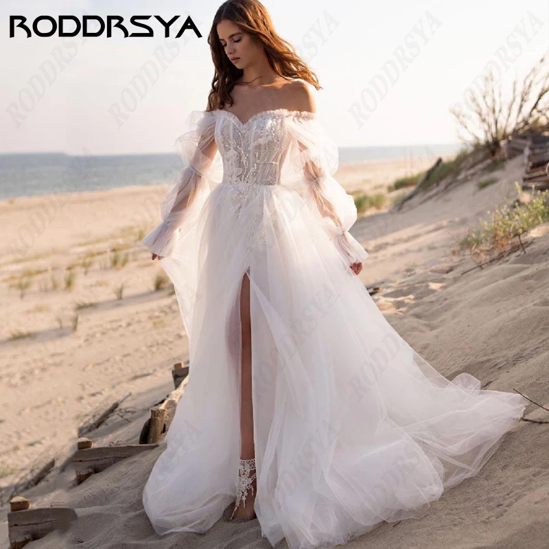 Top Trends: RODDRSYA Beach Wedding Dresses For Woman Sweetheart Puff Sleeves Bridal Gowns Elegant A-Line Off Shoulder Robe Mariage Femme Shoppable Styles