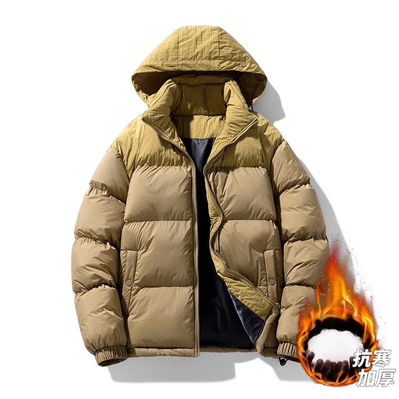 Top Trends: Men Winter Classic Patchwork Windproof Hooded Jacket Unisex Vintage Parkas Thick Warm Fashion Oversize Cotton-Padded Windbreaker Shoppable Styles