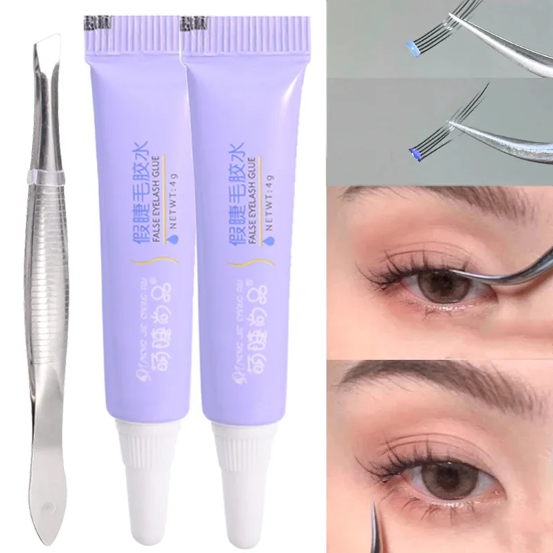 Top Trends: Clear Eyelash Glue With Tweezers Set Waterproof Quick Dry Adhesive Not Irritating Eyelashes Extension Glue Eyes Makeup Cosmetic Shoppable Styles