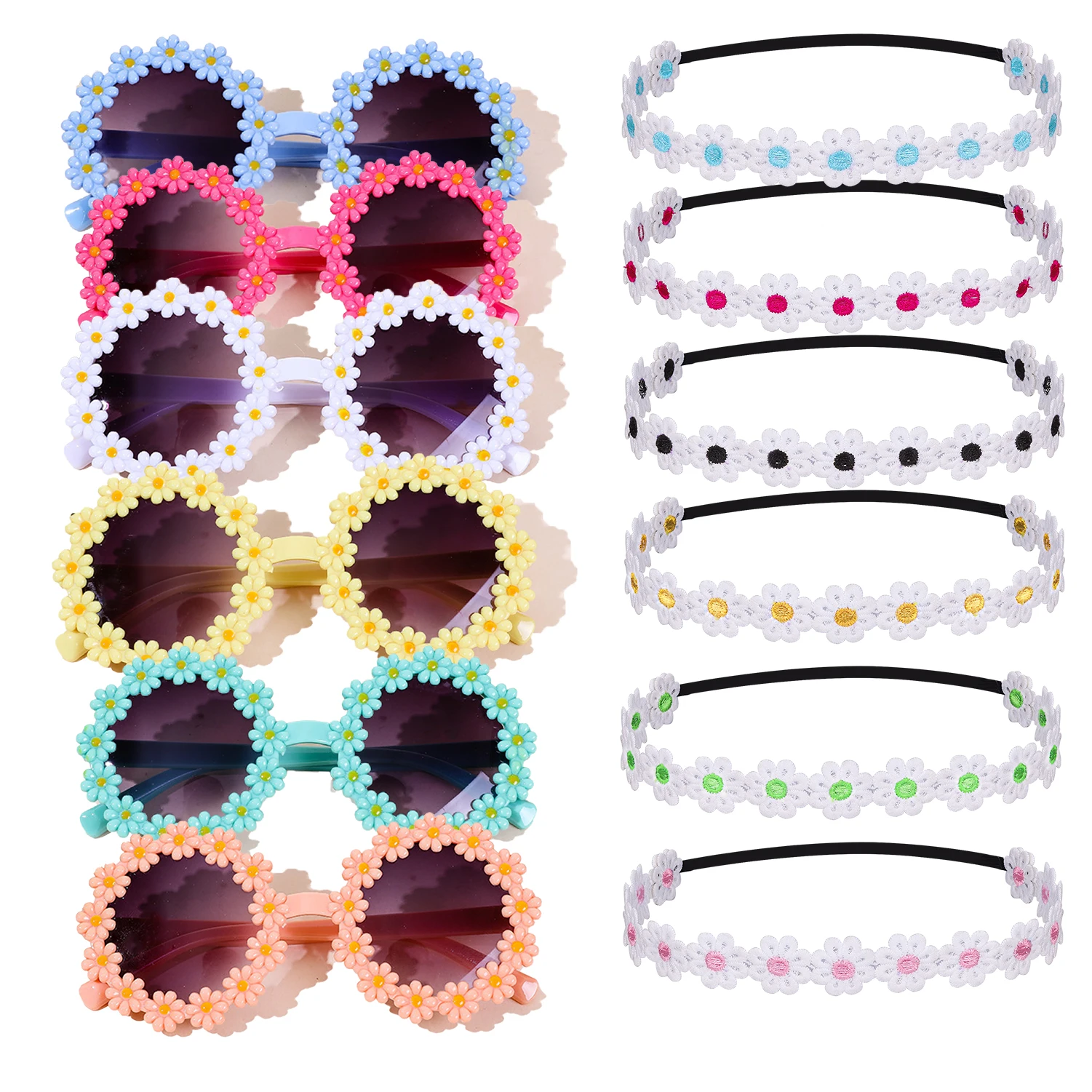 Top Trends: Hippie Costume Daisy Sunflower Headbands Sunglasses For Baby Girls Kids 60s 70s Dressing Accessory Birthday Gift Shoppable Styles