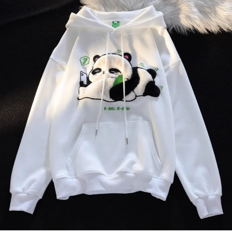 Top Trends: Autumn Winter Korean Chic Cartoon 3D Panda Pattern Hooded Shirt Women Loose Casual Sweatshirts Harajuku Hoodies Kawaii Clothes Shoppable Styles