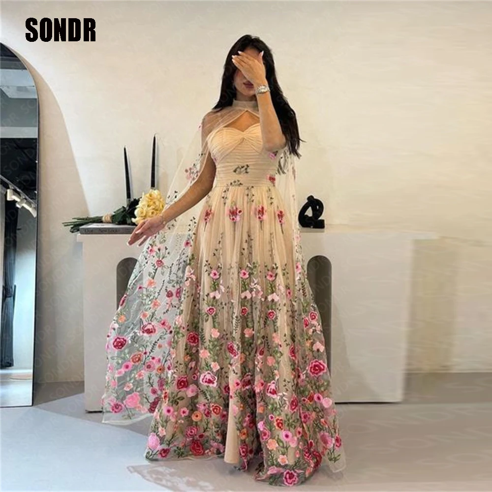 Top Trends: SONDR Lace A Line Prom Dresses 202Tulle High Neck Long Special Floral Evening Gowns Graduation Women Special Occasion Dress Shoppable Styles