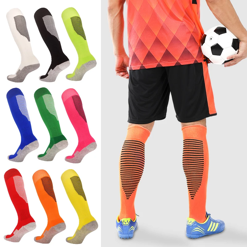 Top Trends: Hot Sale Stripe Sports Soccer Socks Adult Kids Breathable Football Knee High Training Running Long Stocking Towel Bottom Sock Shoppable Styles