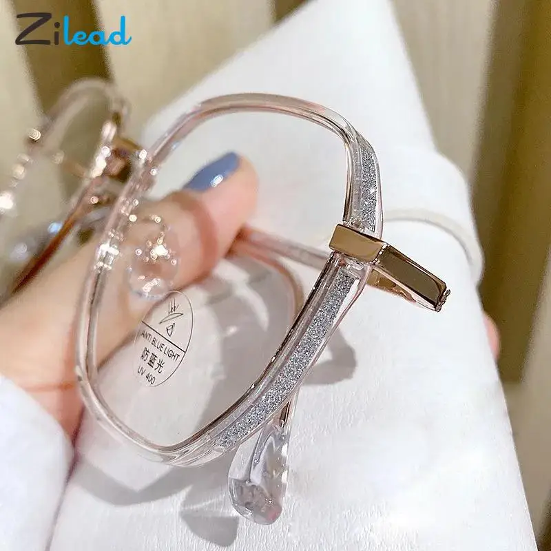 Top Trends: Zilead Vintage Square Metal Glitter Frame Reading Glasses Women Fashion Optical Eyewear Anti-blue Light Presbyopia Eyeglasses Shoppable Styles