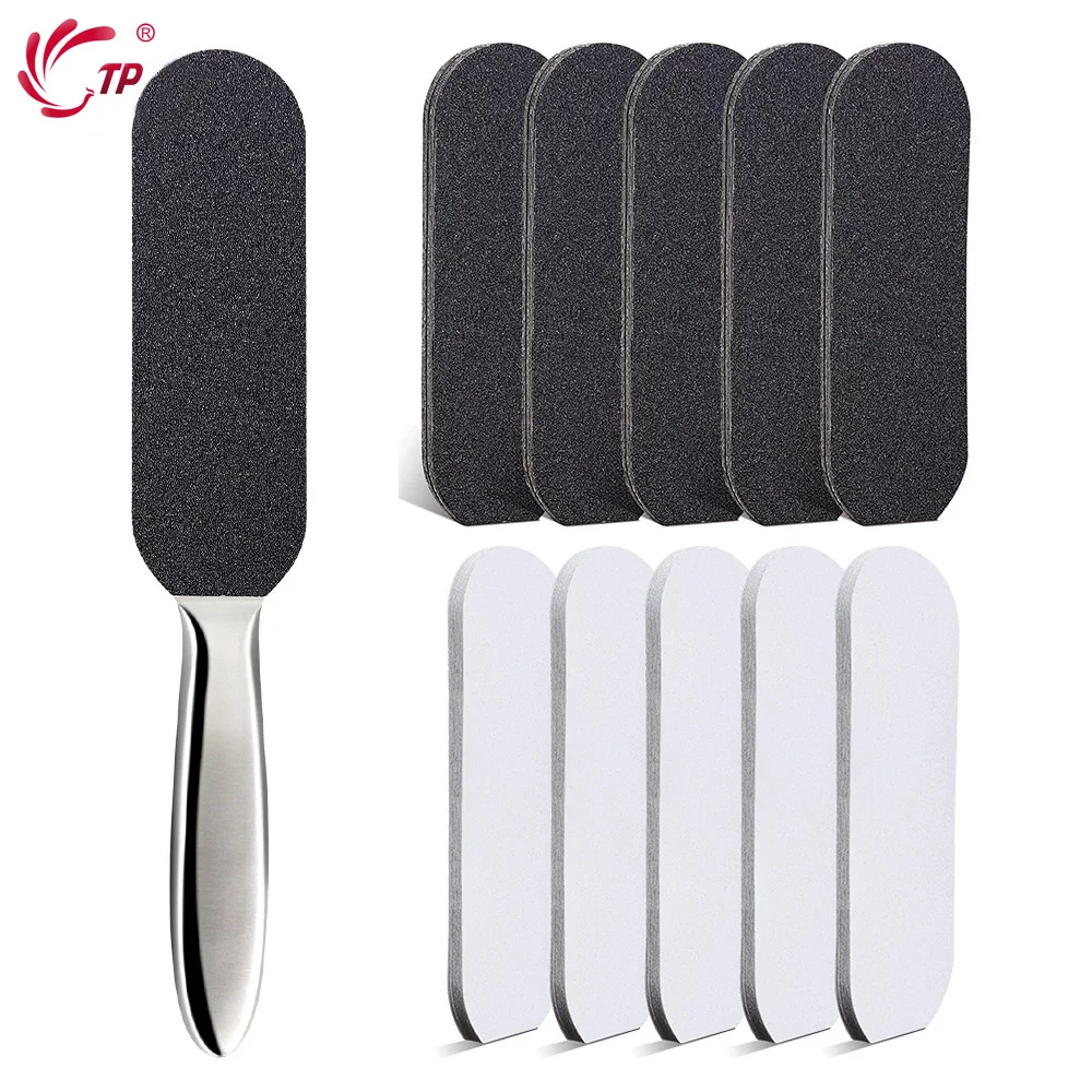 Top Trends: Pedicure Rasp File Callus Remover Foot Files Pedicure Pads Stainless Handle Silencer For Foot Care Tools Replaceable Sandpaper Shoppable Styles