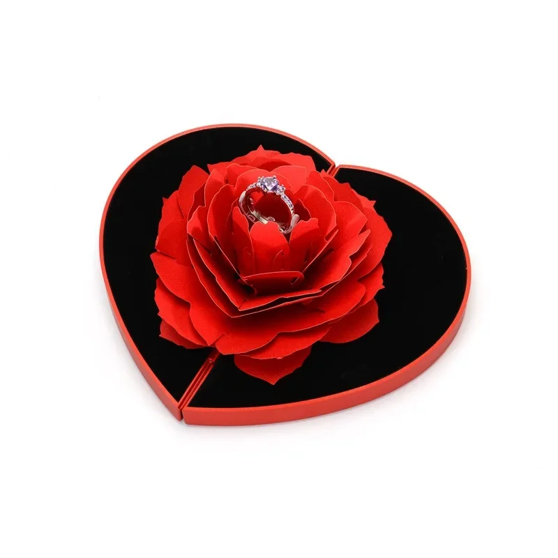 Top Trends: High Quality Jewelry Box For Couples Propose Rings Packaging Rotating Rose Flower Ring Box 3d Heart Shape Shoppable Styles